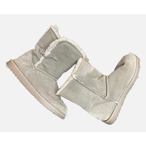 Xhileration Comfy High Faux Fur Boots Gray White Size 6